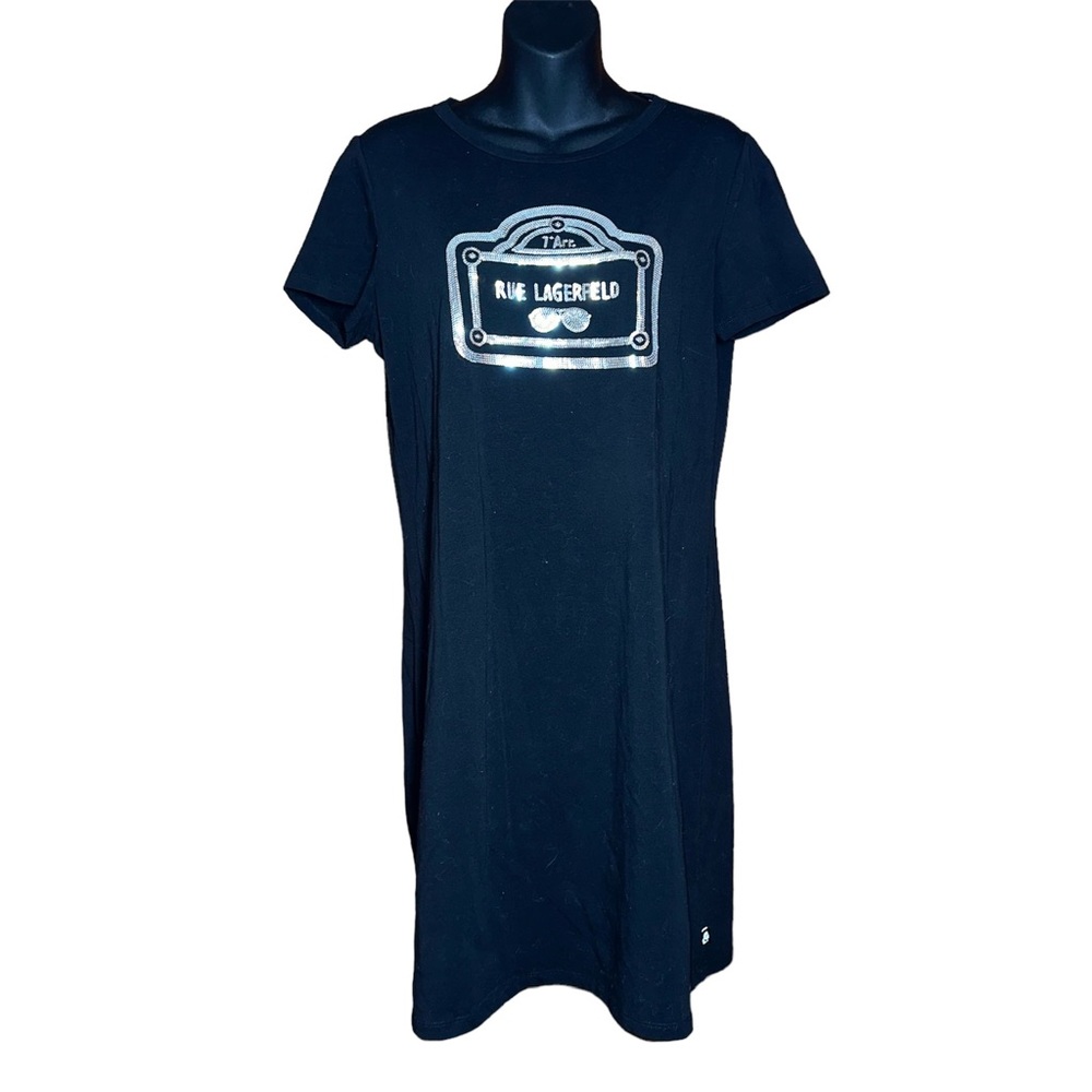 Karl Lagerfeld Rue Lagerfeld Black T Shirt Dress Size Small